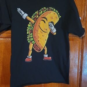 Men's Black Taco Dabbing Graphic T-Shirt Size Small